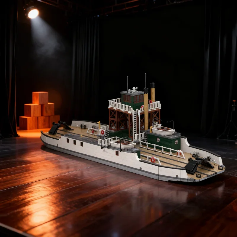 

3517 деталей MOC: Большая модель железнодорожного парома для городского порта, конструктор, игрушка для сборки, рождественский подарок, креативная идея для самостоятельной сборки