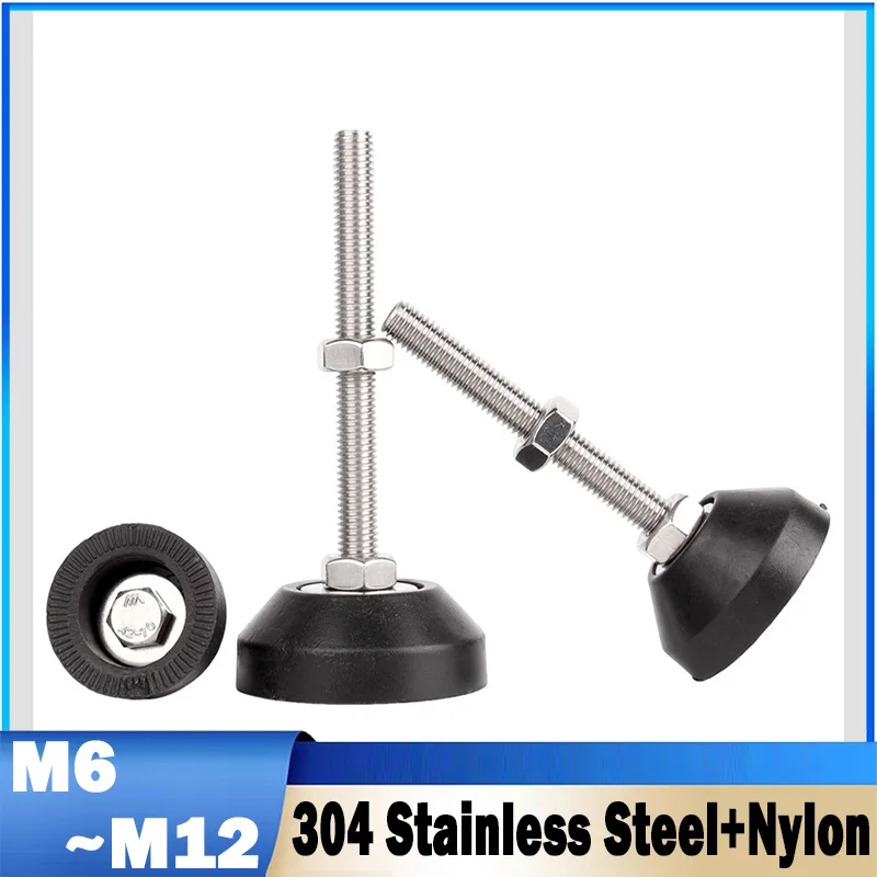 M6 M8 M10 M12 304 Stainless Steel Nylon Fixed Foot Cup /Adjustable Screw Foundation/Furniture Hardware Support Foot Base 40/50mm