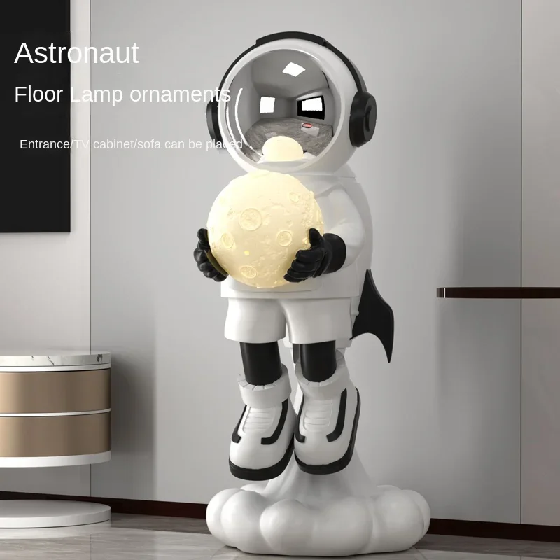 Home Decor Floor Decoration Accessorie Rocket Astronaut Night Light Sculptures Figurines Cartoon FRP Room Ornaments Statues