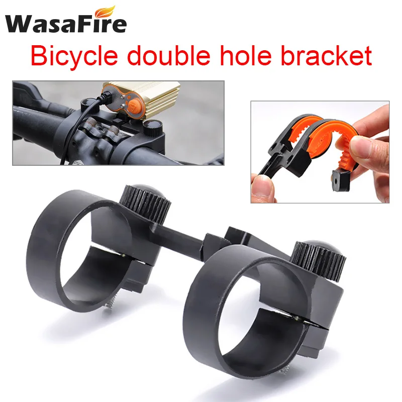 Bike Light Holder Bicycle Headlight Double-hole Central Mount MTB Front Light Rack Cycling Headlamp Stand Bike Lamp Bracket Clip