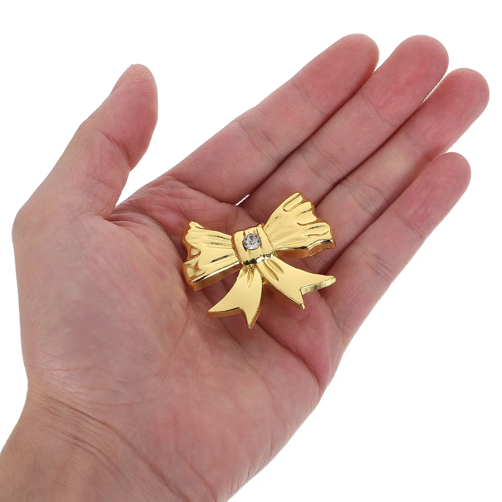 4Pcs Gold Bow Drawer Handles Decorative Dresser Knobs Zinc Alloy Vintage Kitchen Bedroom Cabinet Pulls Bowknot Shape Rhinestone