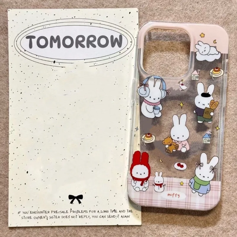 New Kawaii Miffy Phone Case All Inclusive Soft Shell Anti Drop Cartoon Cute Suitable for IPhone 16 15 14 13 12 11 Pro Max