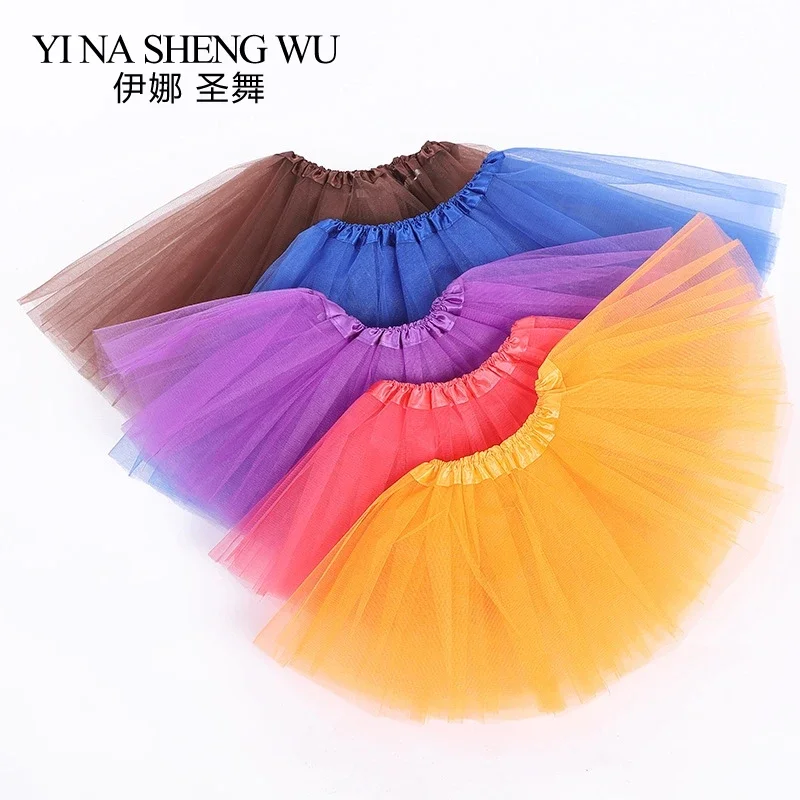 Fille taille élastique Ballet Dancewear Mini Tutu jupe pour fête d'anniversaire danse 3 couches Tulle Ballet Tutu jupe pour enfants 2-8Y filles