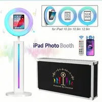 iPad Photo Booth with Software APP Control Stand Selfie Station Machine for iPad10.2'' 10.9'' 11'' 12.9'' Metal Shell Light Box