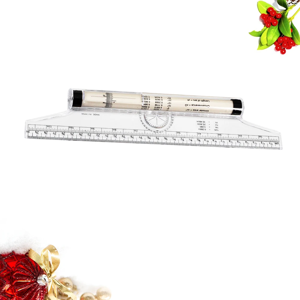 30Cm Rolling Scale Rule Premium Plastic Parallel Drawing Ruler for Angle Measurement Circle Arc Horizontal Vertical Lines Home