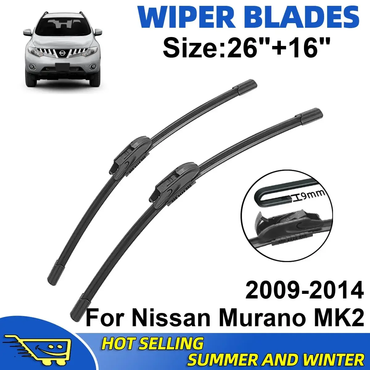 

2PCS Wiper Blades Set Kit For Nissan Murano MK2 2009-2014 Front Windshield Brushes Windscreen Window Accessories