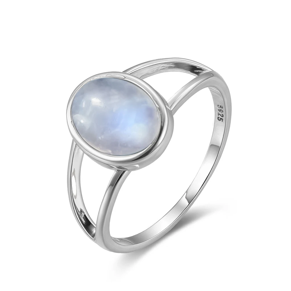 Ring aus 925er-Sterlingsilber mit natürlichem Moostone, oval, 8 x 10 mm, schlichtes Design, leichter Naturstein-Ring, Geschenke, edler Schmuck für Frauen – Detail 8