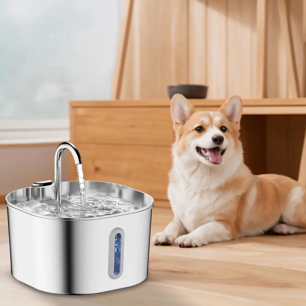 

Dog Water Fountain Stainless Steel 2.2L Automatic Pet Drinking Fountain Silent Purify Water Fountain for Home Indoor Dogs