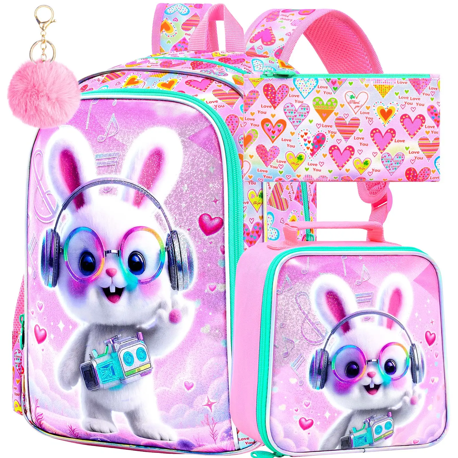 3pcs-backpack-for-girls-16-little-kids-rabbit-preschool-bookbag-elementary-backpacks-and-lunch-box-purple