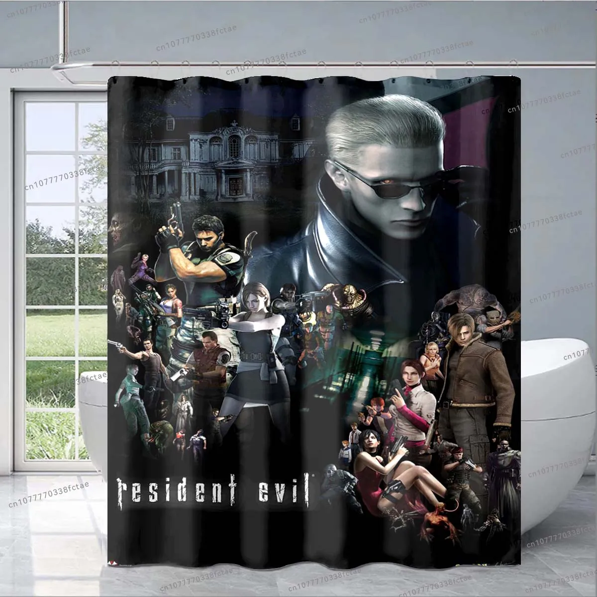 3D R-Resident Evil Cartoon Game Shower Curtain Gamer Shower Curtain Adult Bathroom Decoration Shower Curtain Kids Birthday Gift