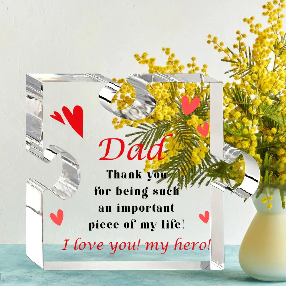 Fathers Day Gifts for Dad from Daughter Son | Bonus Dad Gifts for Men | Best Dad Gifts for Father Premium Acrylic Puzzle Keepsak