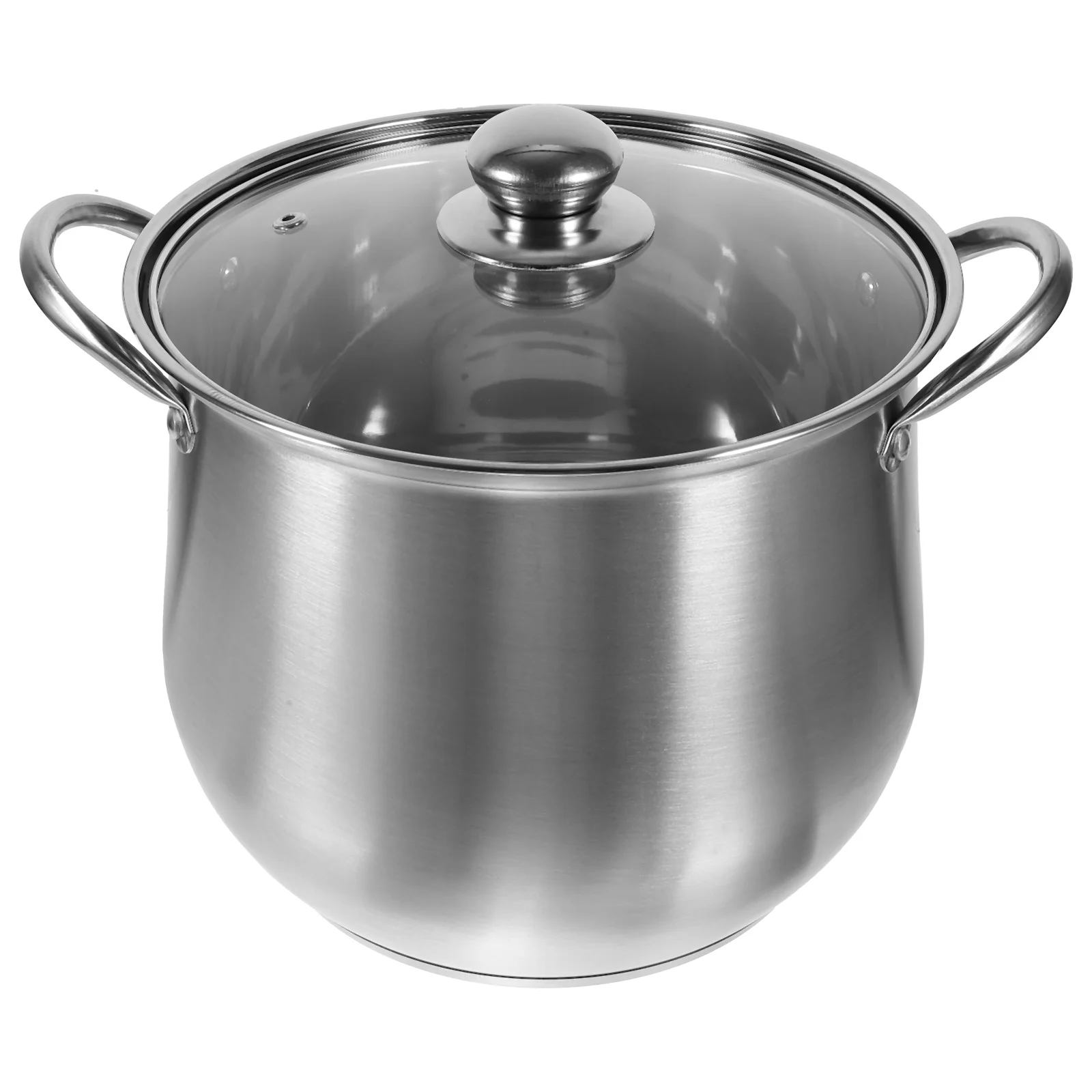 

Stainless Steel Stockpot Large Capacity Cooking Pot Lid Soup Kitchen Drum Shape Easy Clean