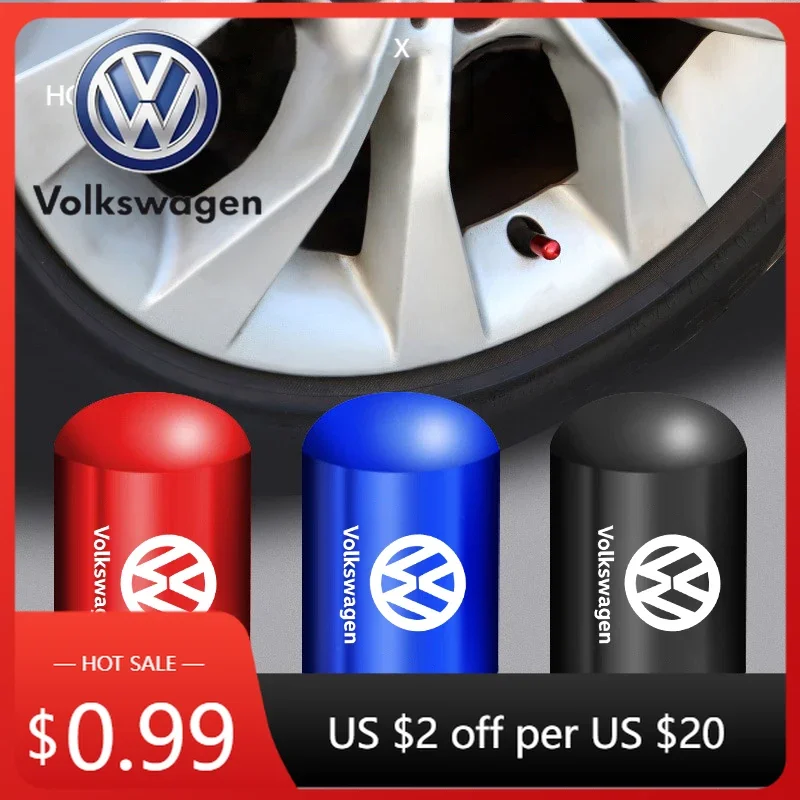 

For VW 4Pcs Car Wheel Tire Valve Dust caps Emblem metal Cap Case For for VW Volkswagen Golf Polo Passat Touran accessories Car