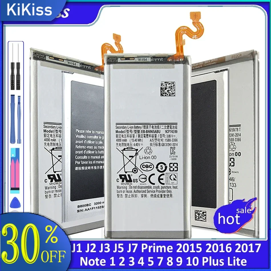 Battery For Samsung Galaxy J1 J2 J3 J5 J7 Prime 2015 2016 2017/Note 1 2 3 4 5 7 8 9 10 Plus Lite SM N910FQ/X/W J120F/A/H J510F/A