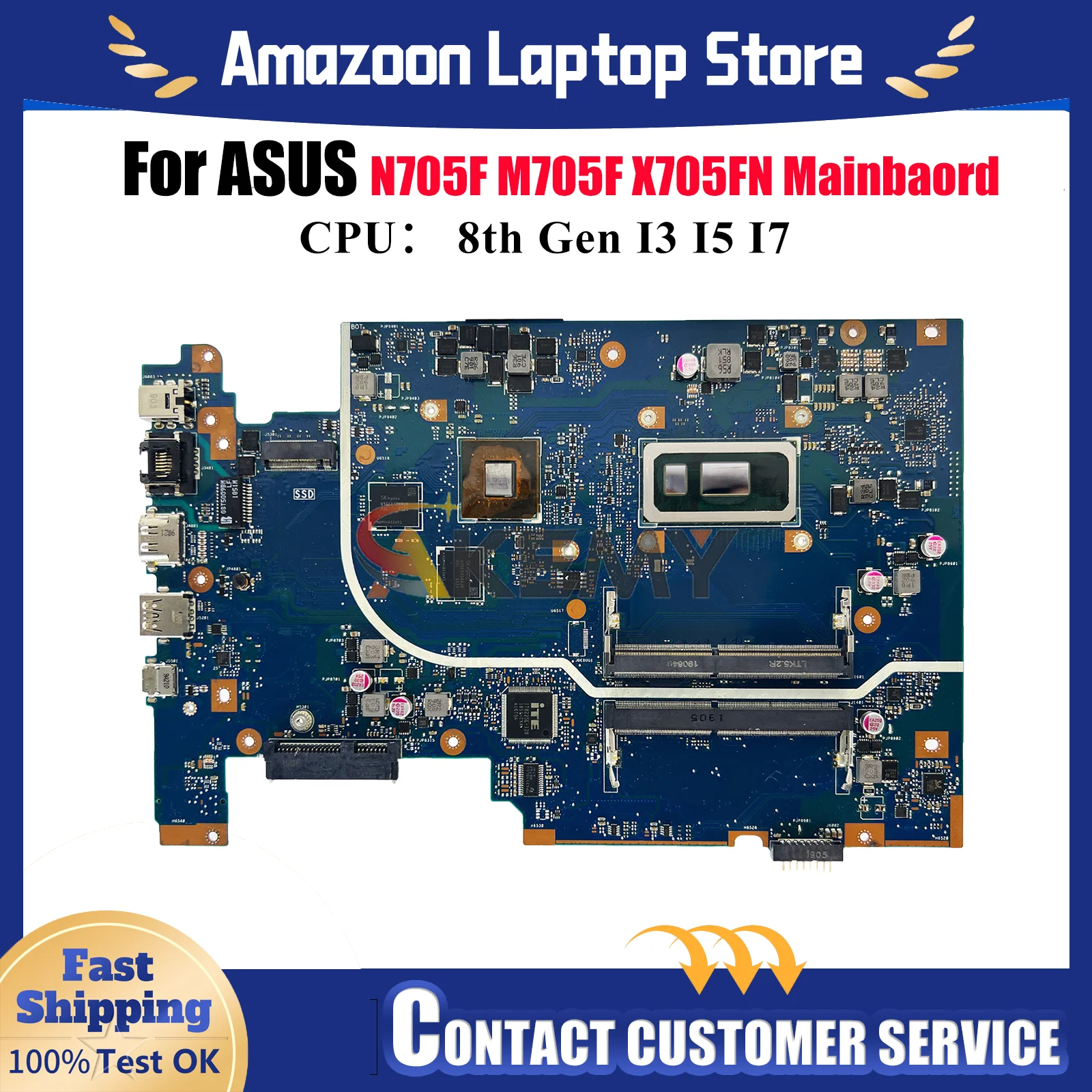 

X705FN Материнская плата для ноутбука ASUS VivoBook X705F M705F X705FN N705F Материнская плата для ноутбука с процессором I3 I5 I7 тест ОК быстрая доставка