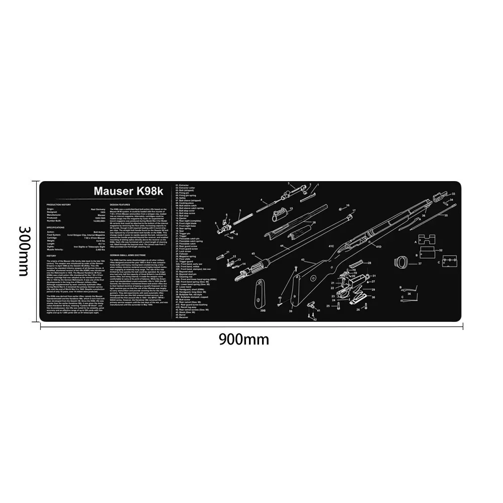 

MP-5 Mosin-Nagant K98k Gun Cleaning Mat Soft Rubber With Parts Diagram and Instructions Armorers Bench Mat Ruger Mouse Pad