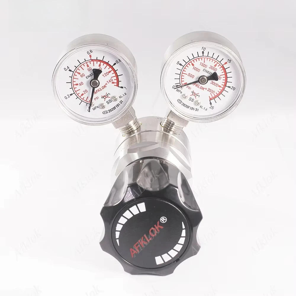 OEM in acciaio inossidabile ad alta purezza con manometro Tweo Gas da laboratorio ad alta pressione Idrogeno Valvola di regolazione della pressione dell'azoto Gas