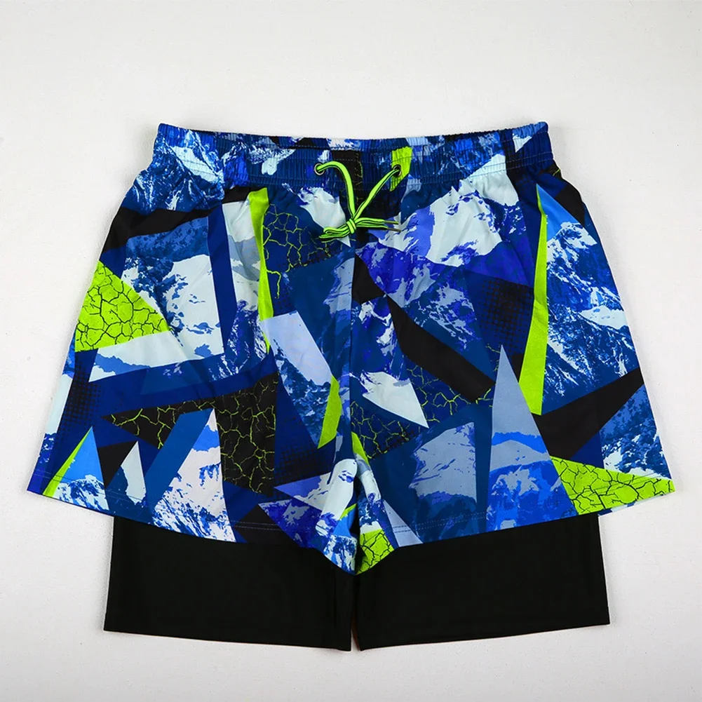 

Men Swimming Liner Stretch Swimwear 2 In 1 Quick Drying Running Gym Swim Shorts