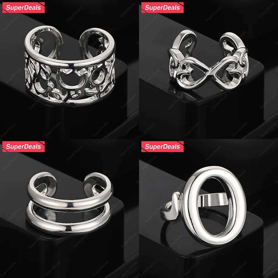 

SuperDeals 925 Sterling Silver Two-line Butterfly Hollow Flower Round Opening Ring For Women Quality Jewelry Engagement Party