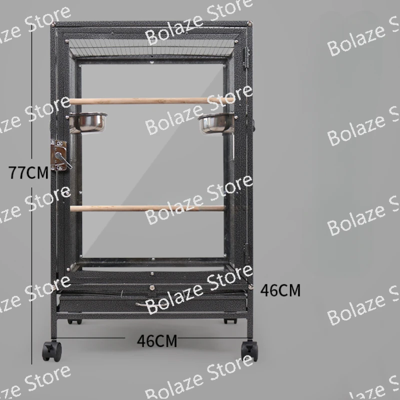 Acrylic Luxury Parrot Bird Cages, Budgie Canary, Lrage Bird Cages, Black Park Breeding, Jaula, Pajaro Birdhouse, Outdoor WZ50BC