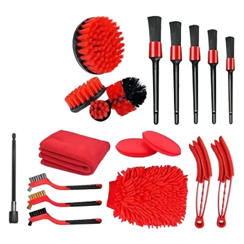 

ABUH-Household Floor Cleaning Brush 19-Piece Set Car Tire Wheel Brush Cleaning Brush Head Set Air Conditioner Vent