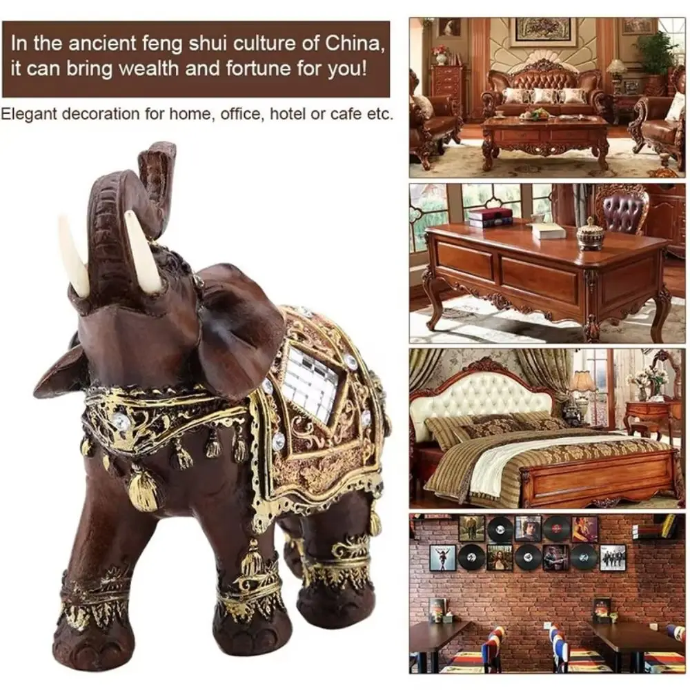 

Handicraft Elephant Figurine Ornament Model Crafts Lucky Elephant Statue Collectible Simulated Resin Animal Sculpture