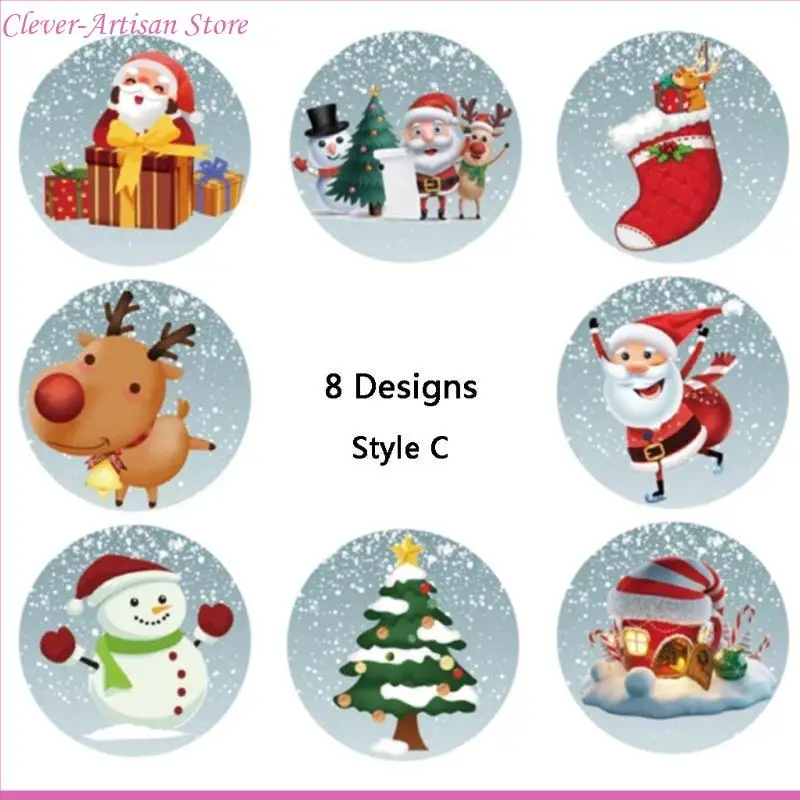 E06B 메리 크리스마스 스티커 500pcs XMAS 테마 스티커 파티 호의