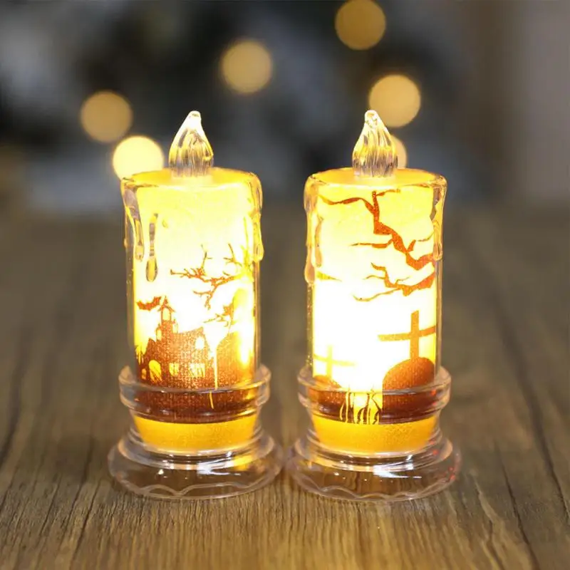 Flameless Candle Lights 12 Pcs Halloween Lamp Ornaments Home Decor Candles For Celebration Birthday Party Wedding Decoration