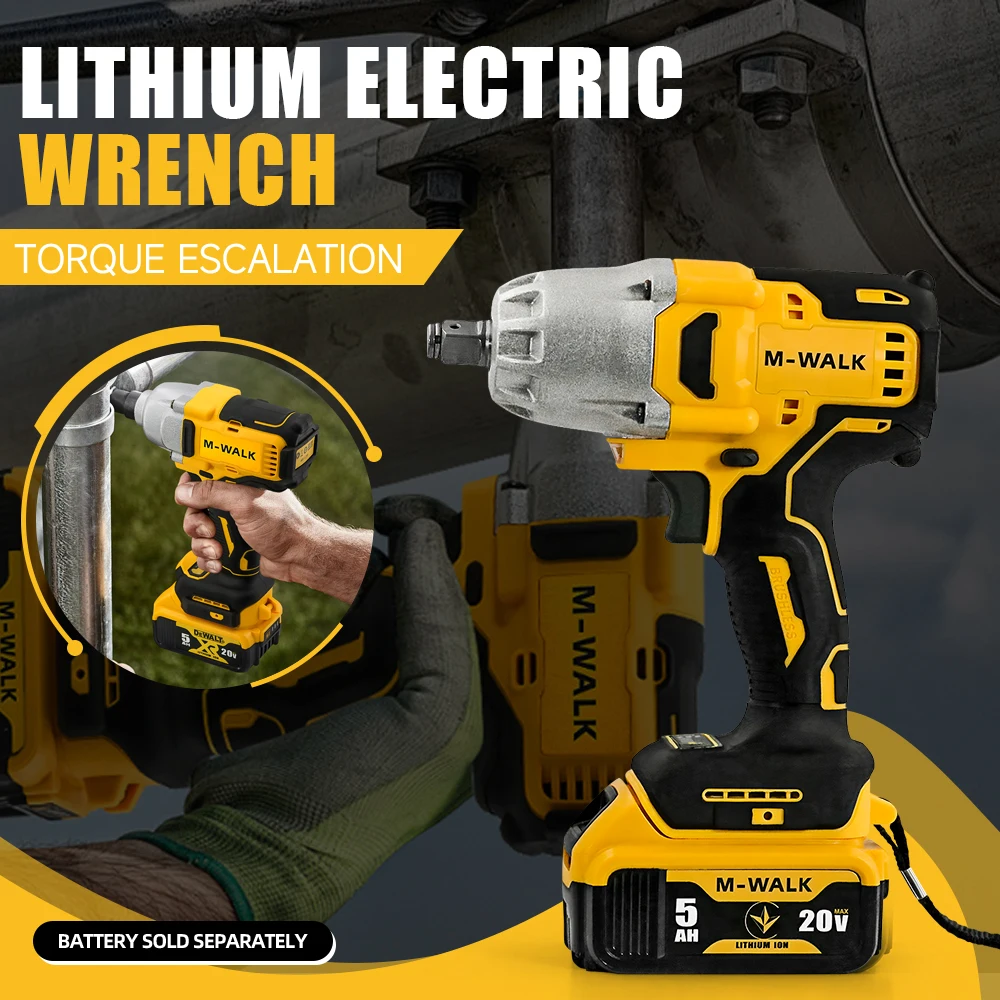 Avvitatore a percussione senza spazzole 812N.m Utensile elettrico a batteria a coppia elevata per riparazione/construzione auto Perno batteria DeWalt 20V