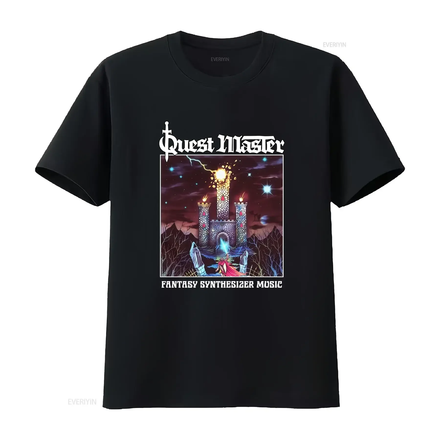 Quest Master Fantasy Synthesizer Music T Shirt XL Size with Dungeon Synth Design vintage Washed Versatile Soft Stylish Casual