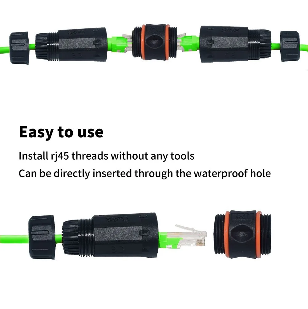 防水Rj45コネクタ,ip68,シールド,ネットワークケーブル,イーサネット,ネットワークケーブル,アダプター