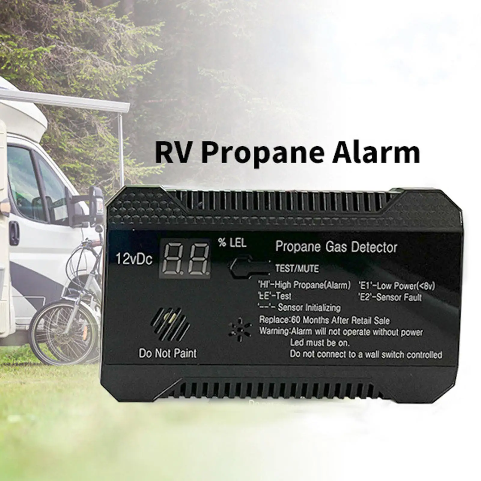 12V Propane Gas Detector - Real Combustible Gas Alarm, Quick Response, Resettable, Durable ABS for RVs