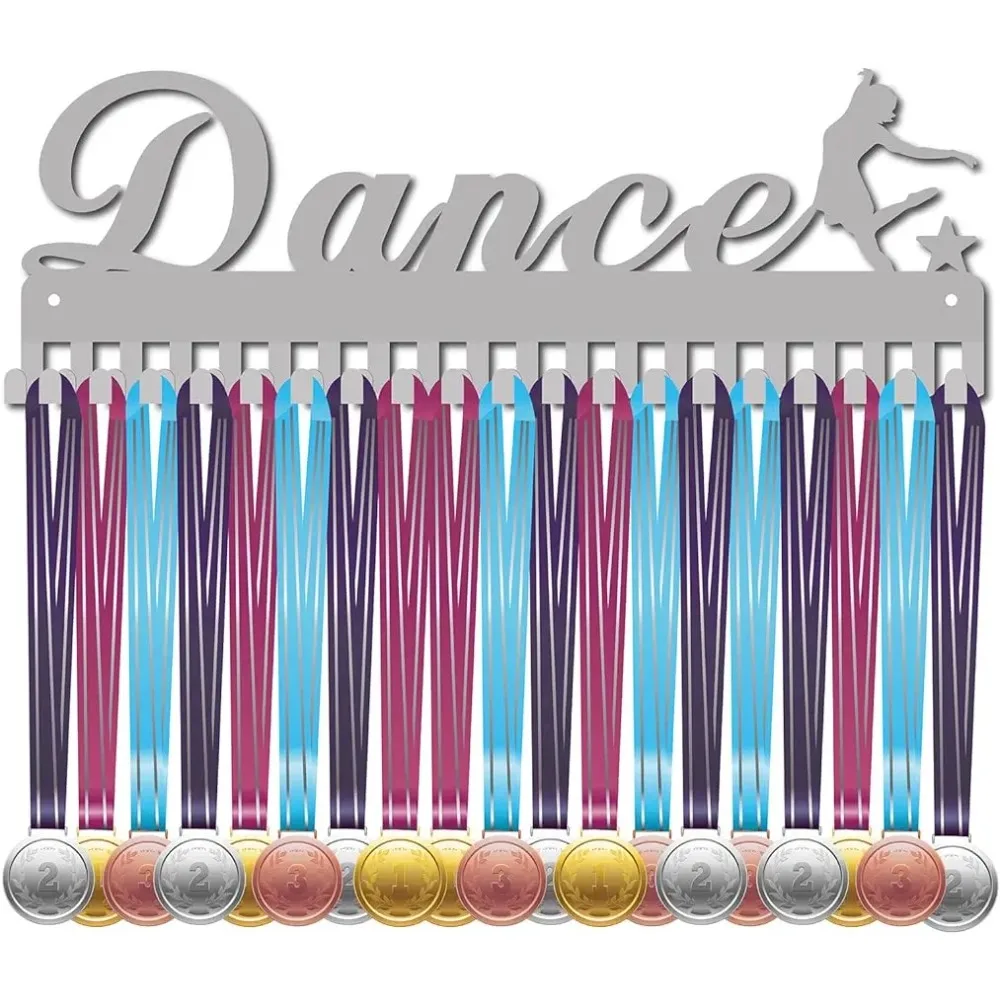 

Dance Medal Holder Dancer Medals Hanger Display Stand Wall Mount Hanger Decor Stainless Steel Hanging for Home Badge 20 Hooks