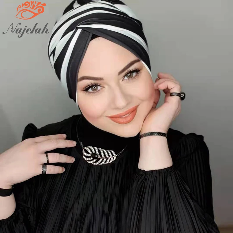 Islamic Black White Modal Hijab Abaya Hijabs For Woman Abayas Jersey Scarf Muslim Dress Women Turbans Silk Turban Head Undercap