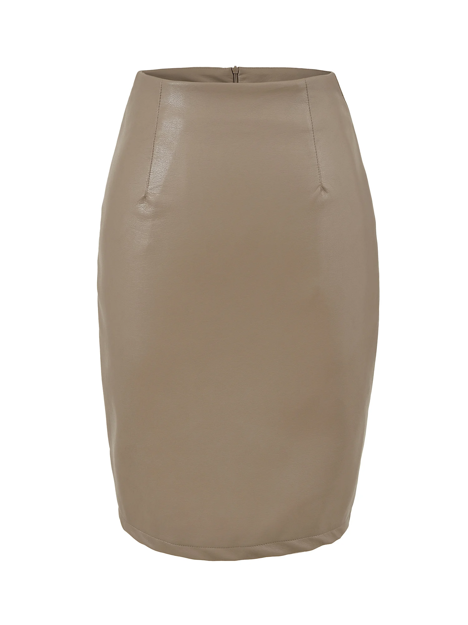 

American Sle High Waist PU Leather Skirt Women's Slim Fit Elastic Waist Sexy Slit Step-In Skirt Daily Wear