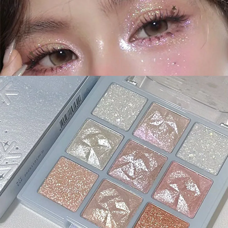 Blue Pink Eyeshadow Snowflake Diamond Eye Glitter Palette Eye Shadow Lasting Waterproof Eyeshadow Palette Brighten Eyes Makeup