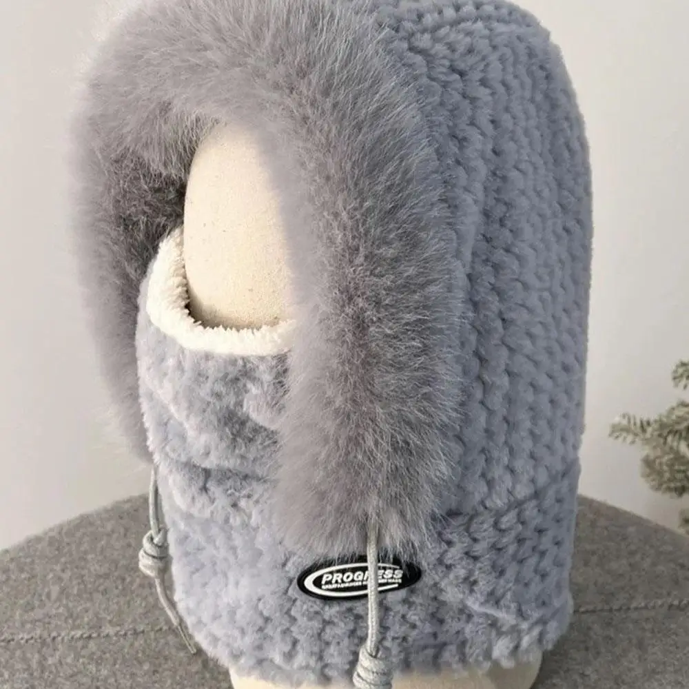 الخريف والشتاء الحرارية أفخم قبعة للنساء رشاقته هود سدادات حماية الأذن وشاح وقناع في الهواء الطلق يندبروف ركوب الدراجات السترة قبعة #5