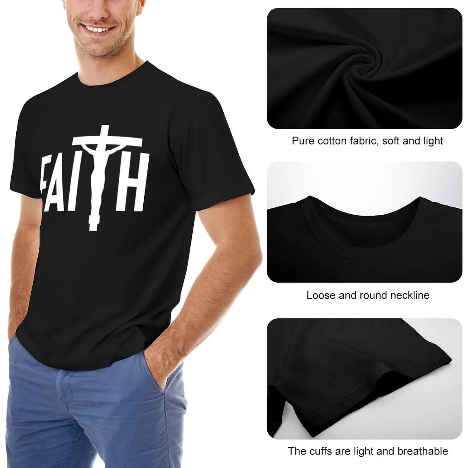 Faith Jesus Cross Crucifix Christian Catholic T-Shirt graphic t shirt man clothes mens clothes