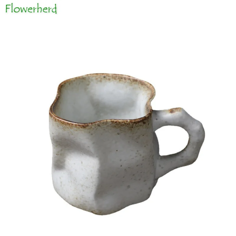 Twisted Ceramic Mug Coffee Cup Niche Special-shaped Tea Cup Colorful Coarse Pottery Creative Mugs Coffee Cups