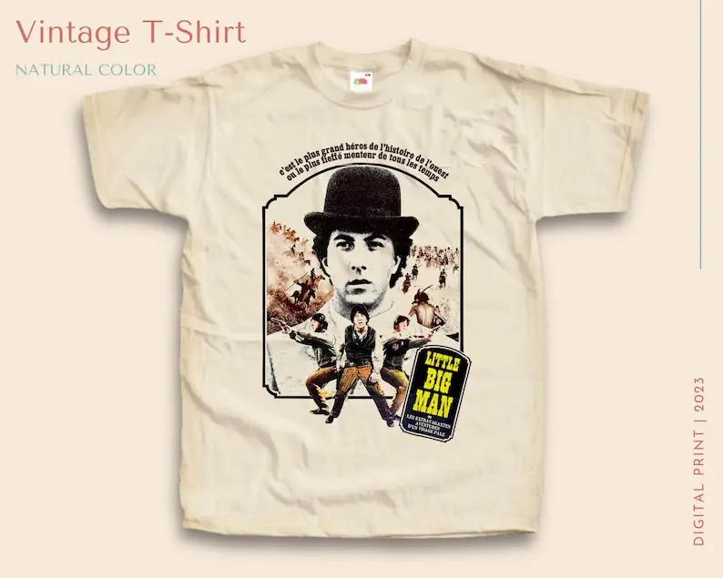 

Vintage TShirt Little Big Man NATURAL color Men Woman Unisex T-Shirt Digital Print Sizes