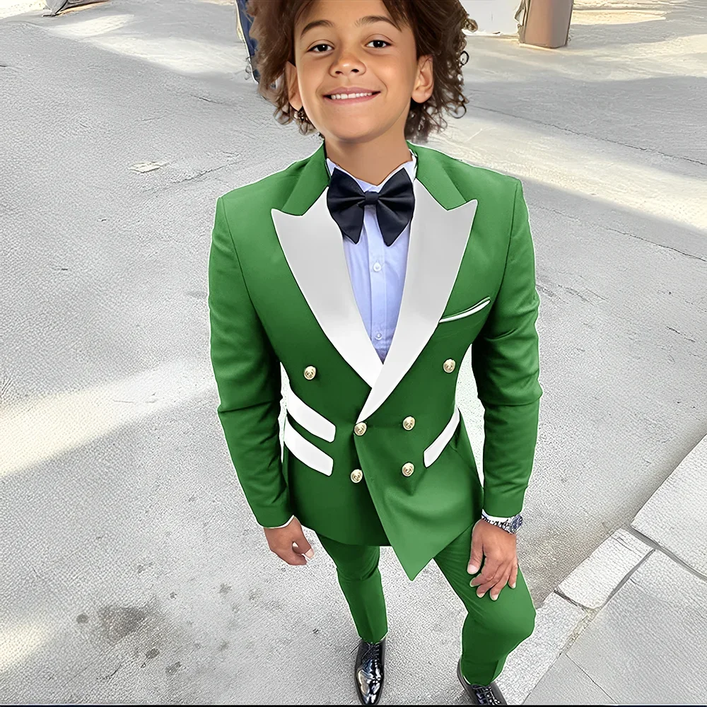 

Boys' formal suit 2-piece set lapel double-breasted jacket pants custom kids tuxedo for wedding birthday ball
