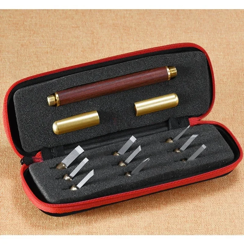 Stone Carving Chisel Set Tungsten Steel Seal Carving Chisels Knife 9/6/3pc Carpentry Removable Stone Seal Carving Cutter Tools