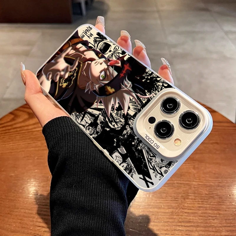 Black Clover Anime Cool dla Apple iPhone 15 14 13 12 11 XS XR X Pro Max Plus Kolorowe srebrne etui na telefon z tyłu