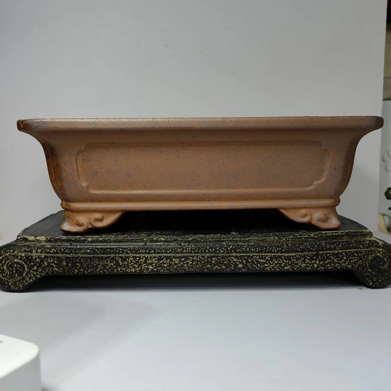 Classic Rectangle Unglzed Yixing Clay Bonsai Pot with Cloudfeet Desgin
