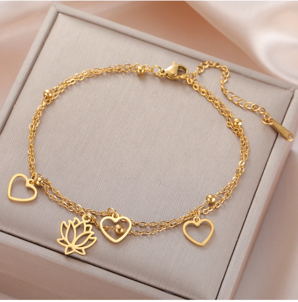 COOLTIME Herz Lotus Armband für Frauen Edelstahl Mode Liebe Paar Glück Armband Weiblichen Schmuck Geburtstag Geschenk – Detail 9