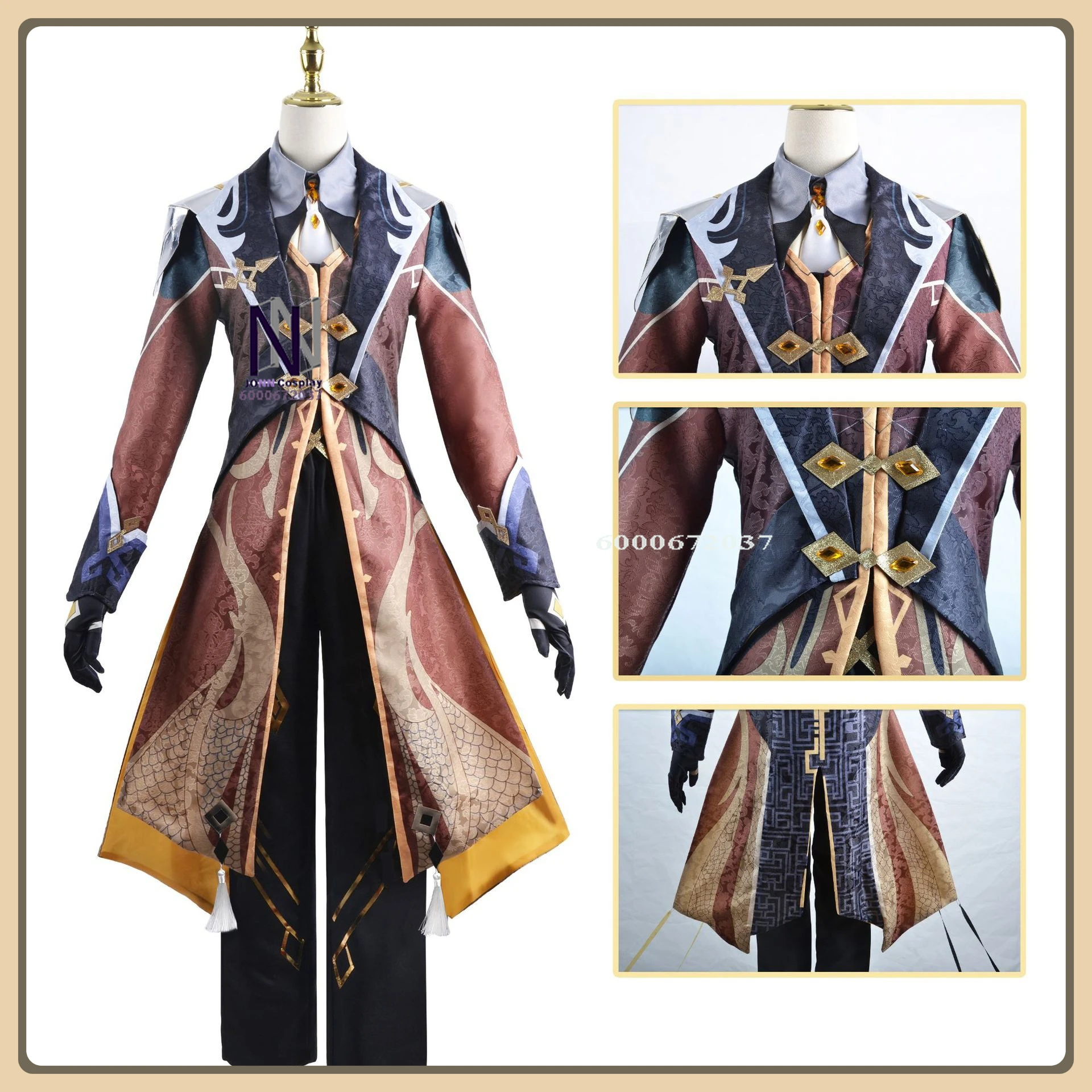 

Popular 2D Game Character Zhongli Cosplay Costume Majestic Style Black-Gold Suit Full Set High Quality Comic Con Anime Clothes