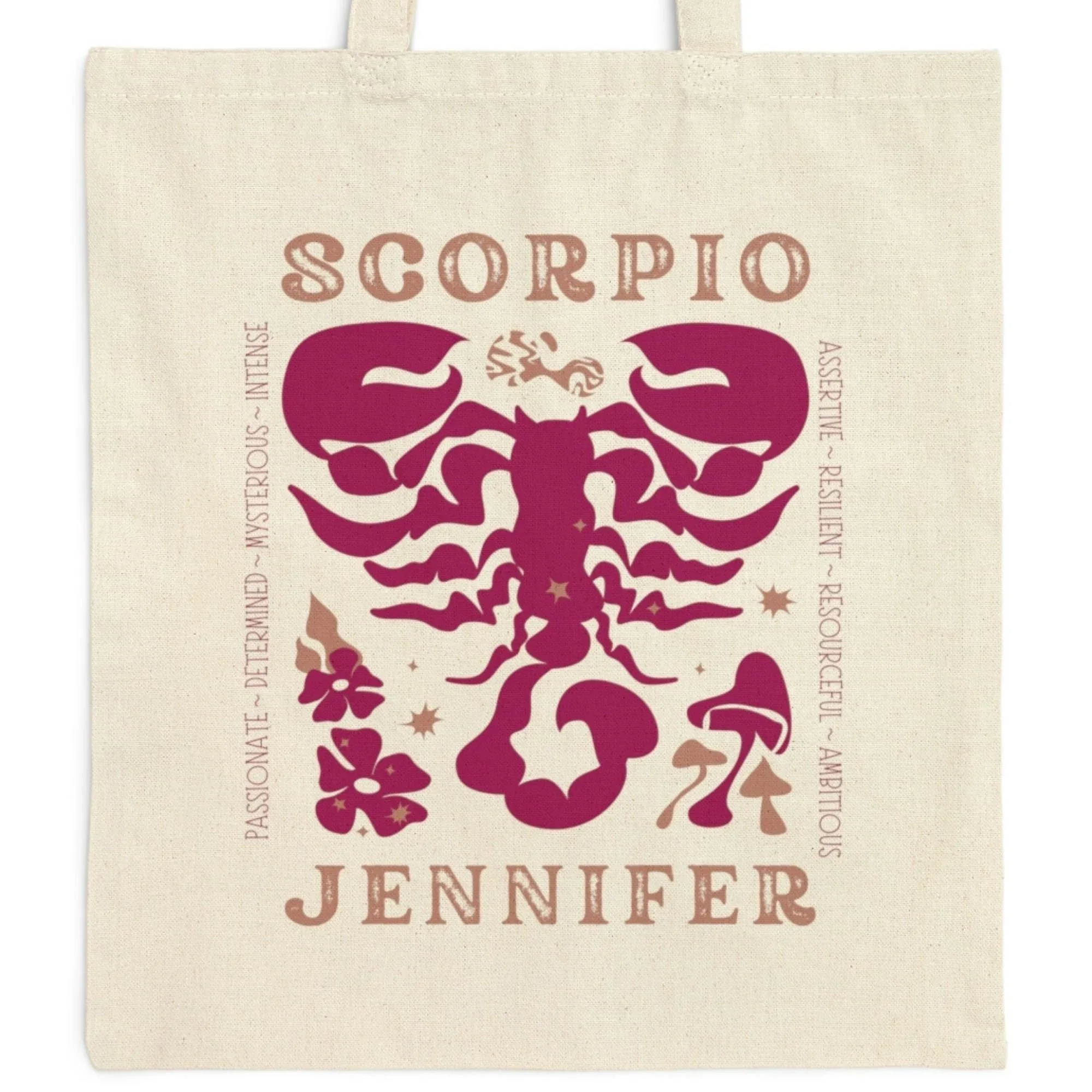 

Personalized Name Horoscope Print Canvas Bag Zodiac Design Stylish Mysterious Vibe Pouch Beach Bag Travel Bag Zodiac Lover Tote