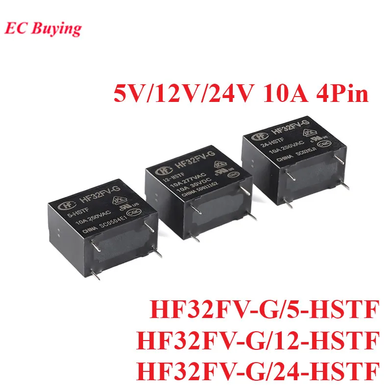 5/1pcs Power Relays HF32FV HF32FV-G/5-HSTF 12-HSTF 24-HSTF HF32FV-G-5-HSTF HF32FV-G-12-HSTF DC 5V 12V 24V 10A 250VAC 4Pin Relay