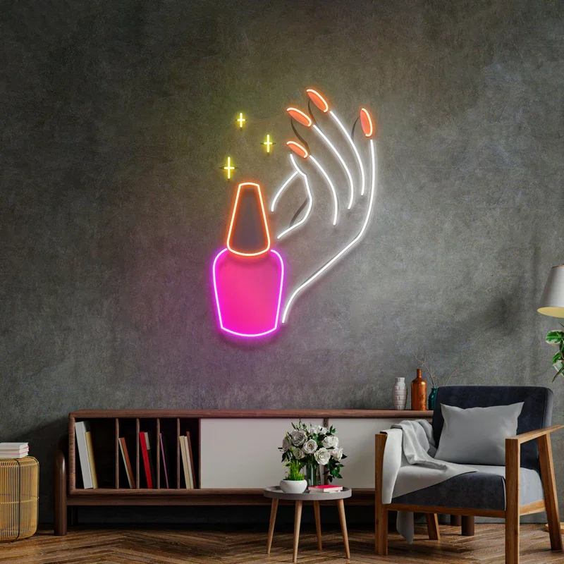 

Hand Neon Sign Wall Art Decor Lady Nail Business Shop Office Room Sign Living Room Game Room Neon Wall Hanging