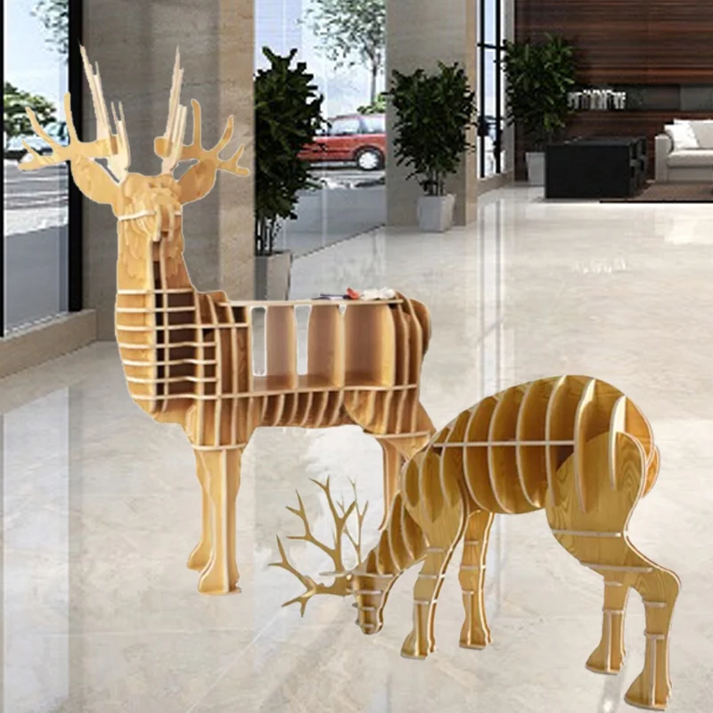 

Creative bow deer bookshelf sika deer porch ornament window display rack